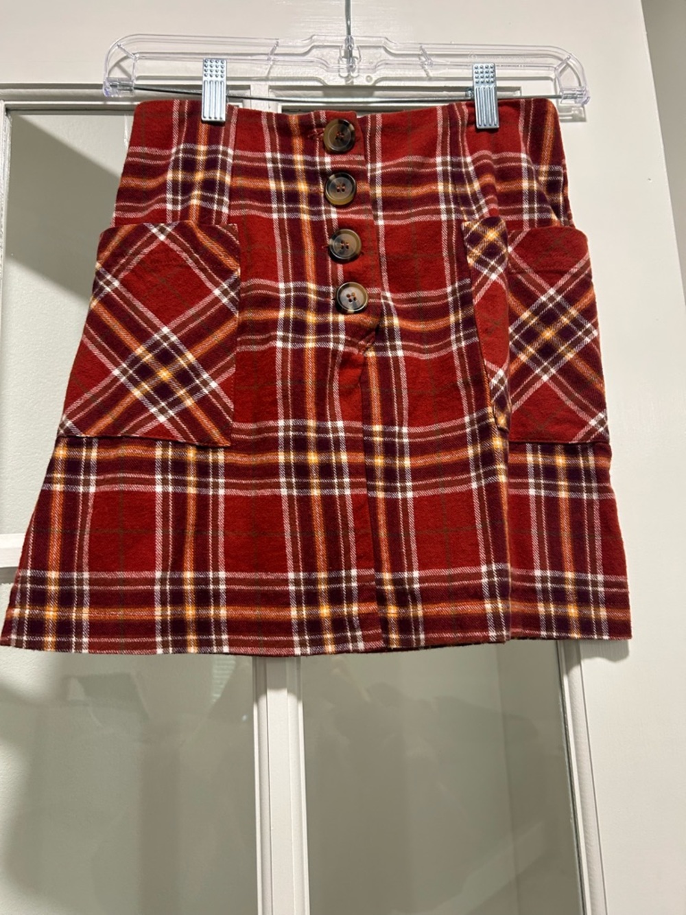 Pink Lily Plaid Mini Skirt with Button Front XS